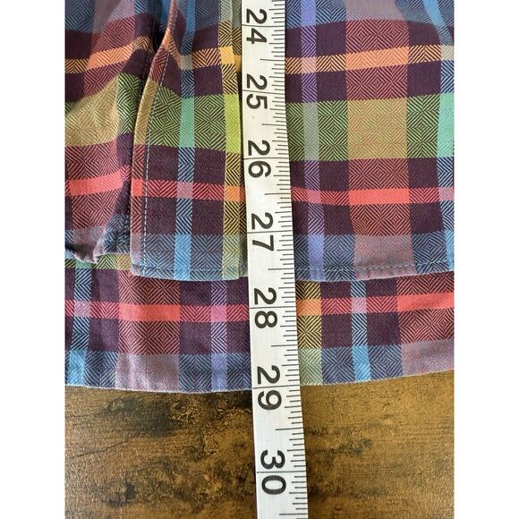 Alan Flusser Button Down Collar Shirt Mens Large Colorful Check Plaid L/S Pocket - Picture 7 of 7